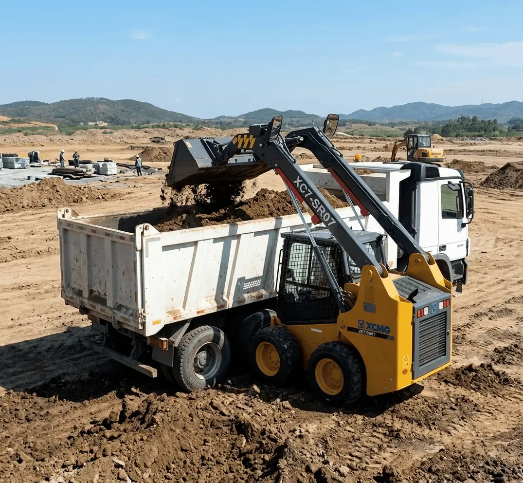 Carregamento de terra caçamba